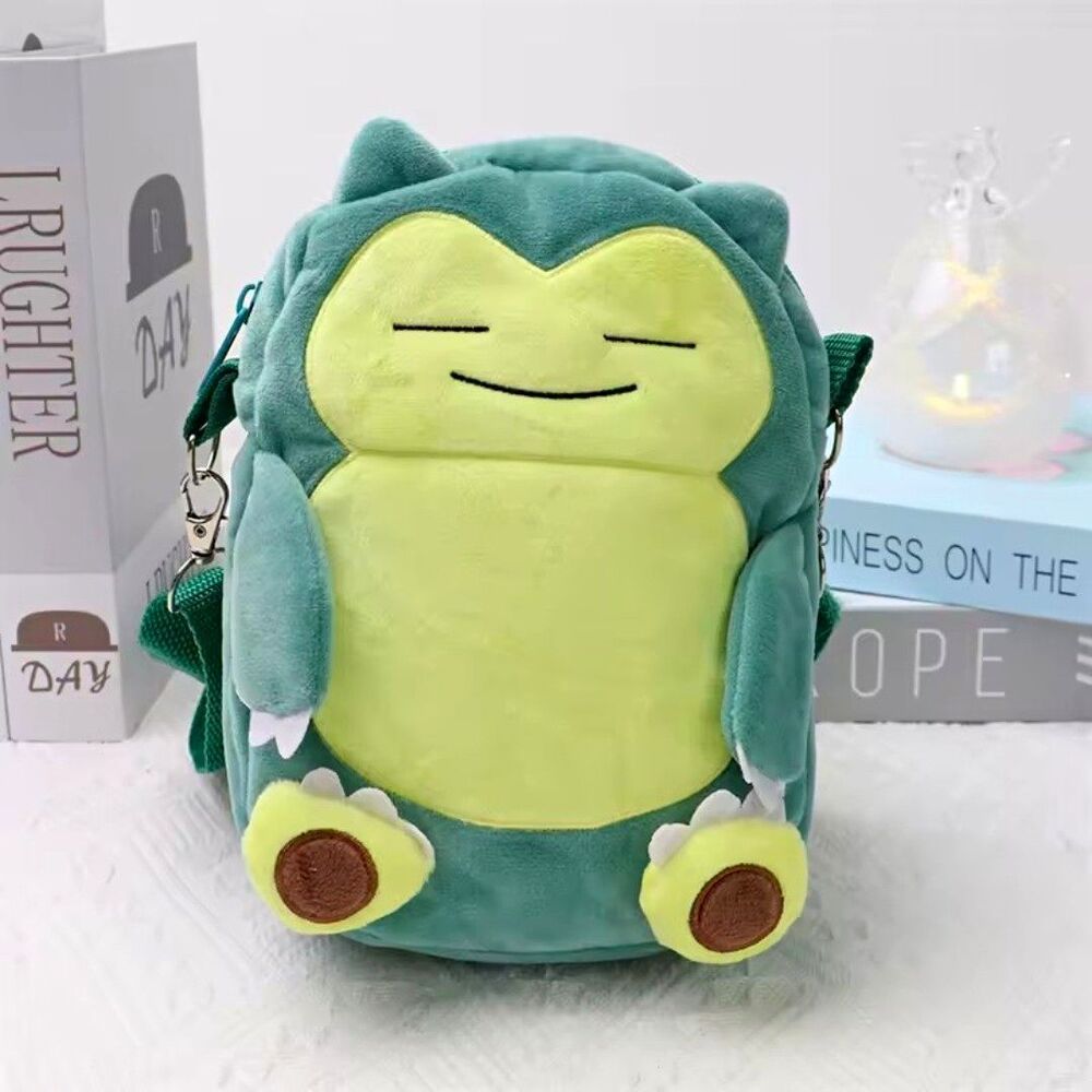 Pokémon Snorlax Plush Small Kids Crossbody Bag Zip Adjustable Strap Green Yellow